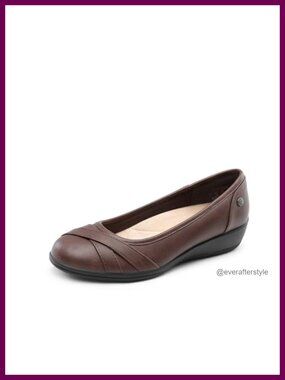 Women's Faux Leather Ballet Flats Crisscross Memory Foam Wedge Work Shoes